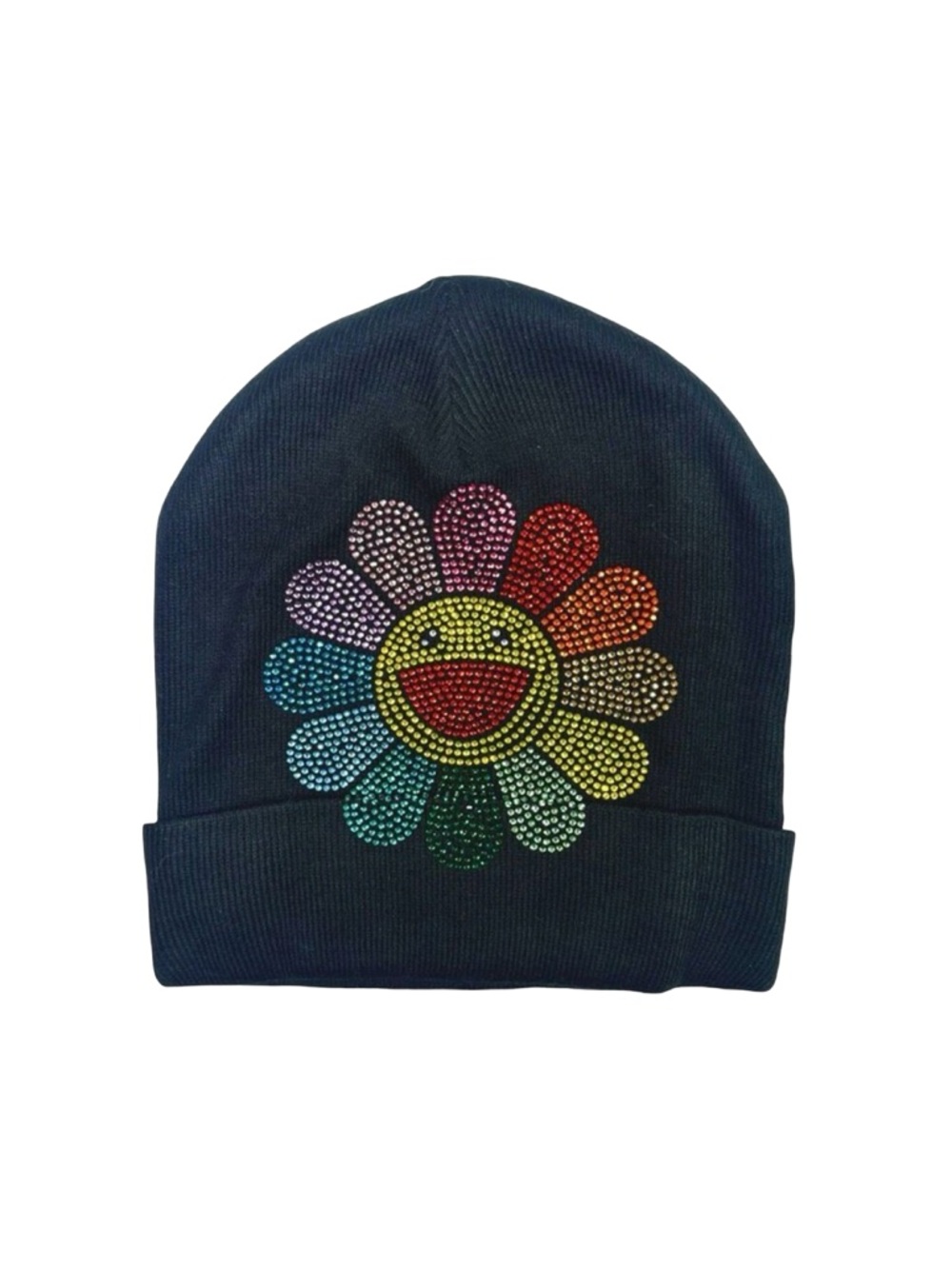 OWNyc Rhinestone Flower Power Beanie - One Size